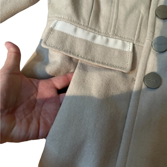❄️ Kenneth Cole Tan Coat 60% Wool - with branded buttons Size 8P - Picture 9 of 15